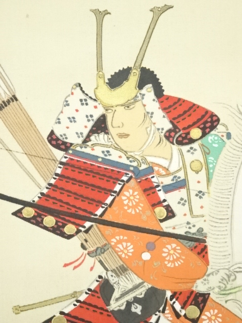 道具 ] - 道具 服部有恒筆 八幡太郎 肉筆絹本掛軸（共箱・二重箱